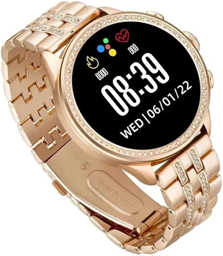 400010 Gen 9 Diamond Strap HD Display 2 Straps Bluetooth Calling Smartwatch for Mens and Womens (Rose Gold Strap)